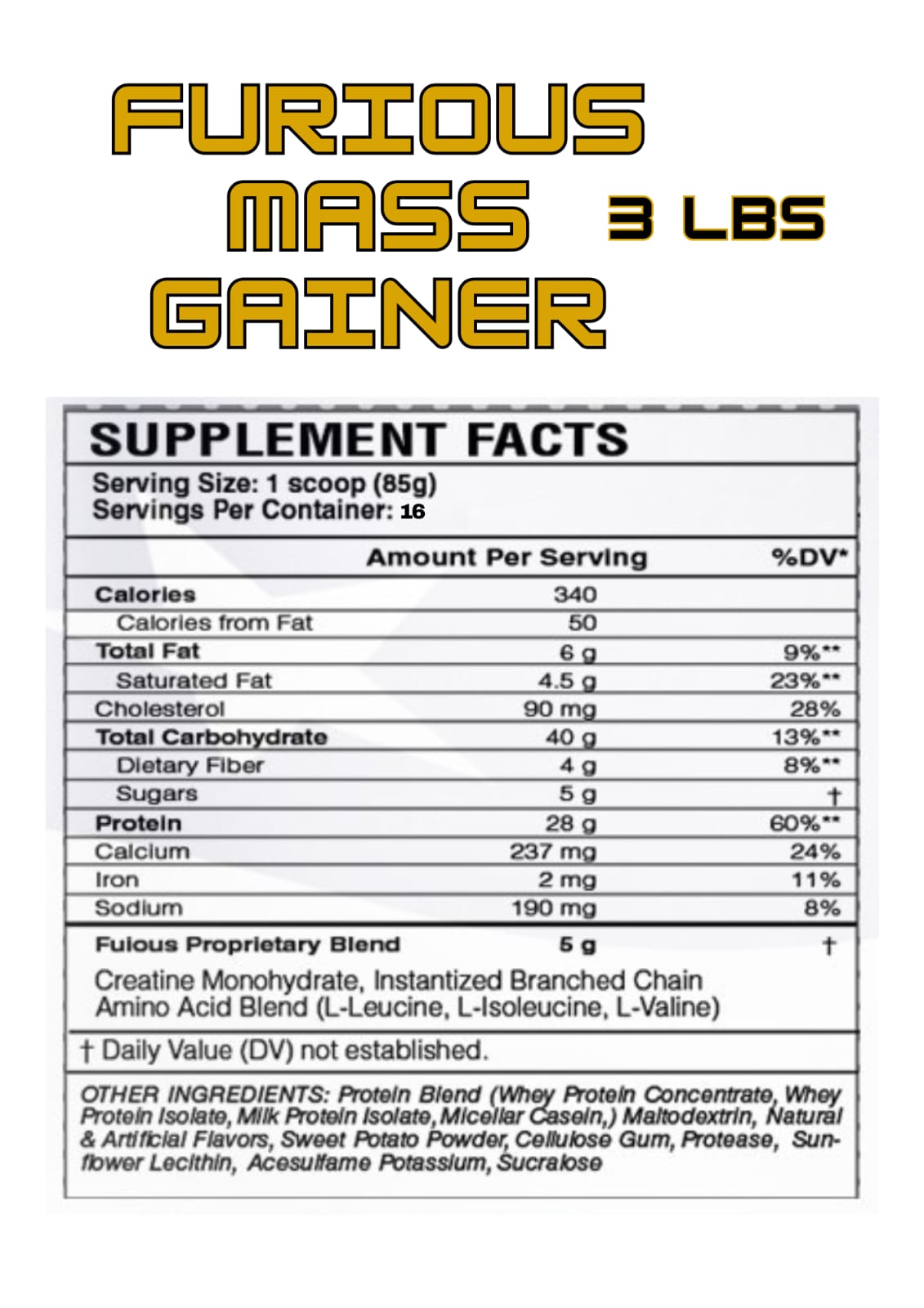 Furious Mass Gainer (3 LB)