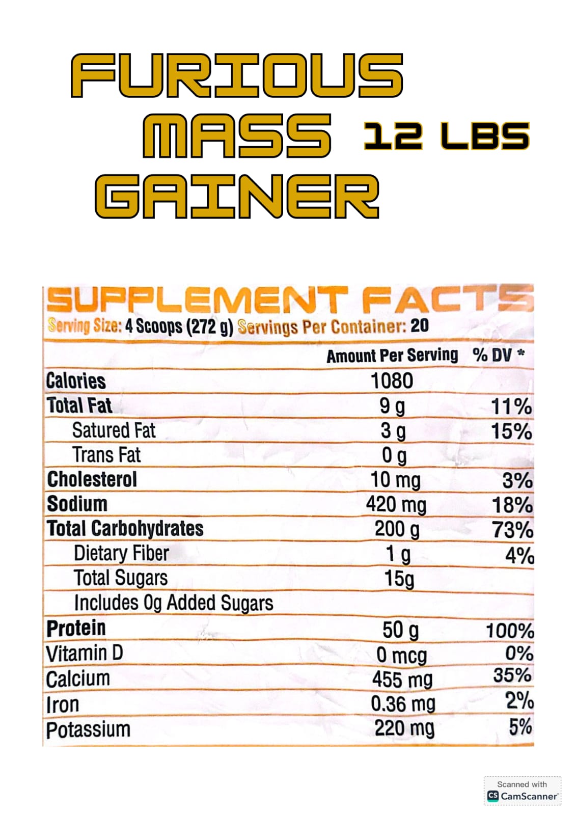 Furious Mass Gainer (12 LB)