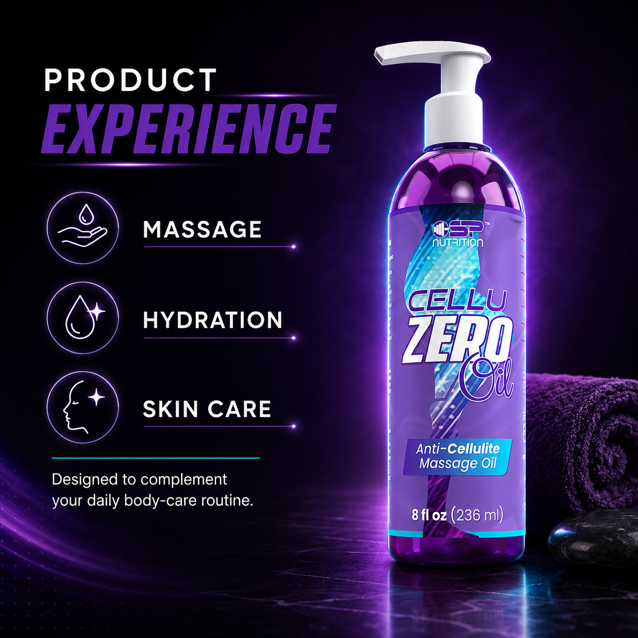 CelluZero Oil – Aceite Corporal para Piel y Masaje