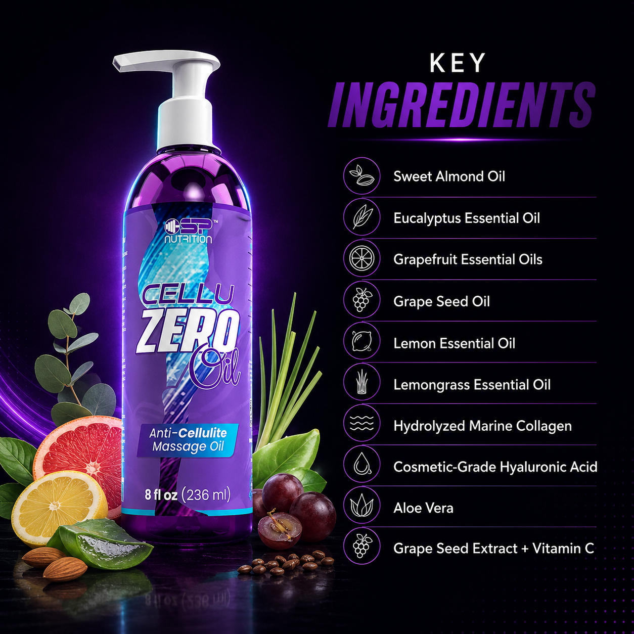 CelluZero Oil – Aceite Corporal para Piel y Masaje